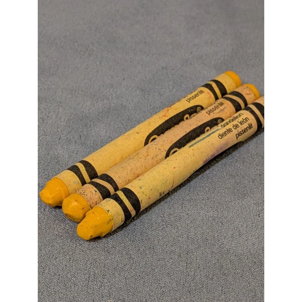 Crayola Dandelion Yellow Crayon, Yellow Color Crayon Lot Three 3 Retired